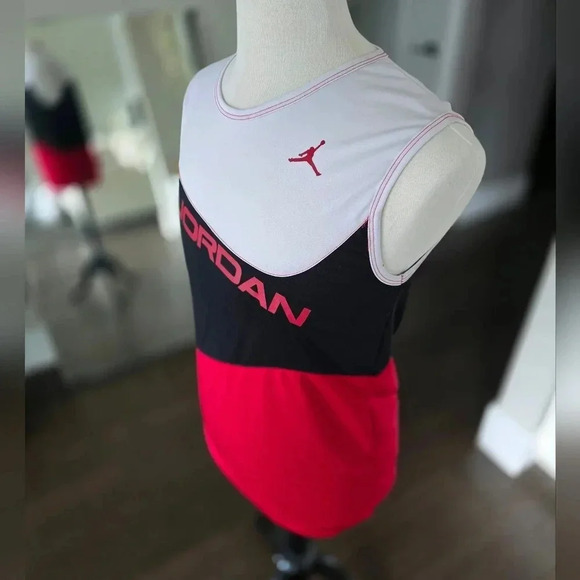 Vintage Rare Air Jordan Jersey Sleeveless in White, Black, and Red XXXL Dri-Fit - Picture 2 of 5